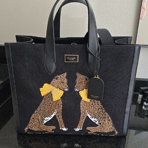 Kate Spade Manhattan Black Tote with Leopard Design